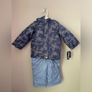 OshKosh B'gosh Blue and Purple Butterfly Winter Coat and Snowpants Set Size 24 M